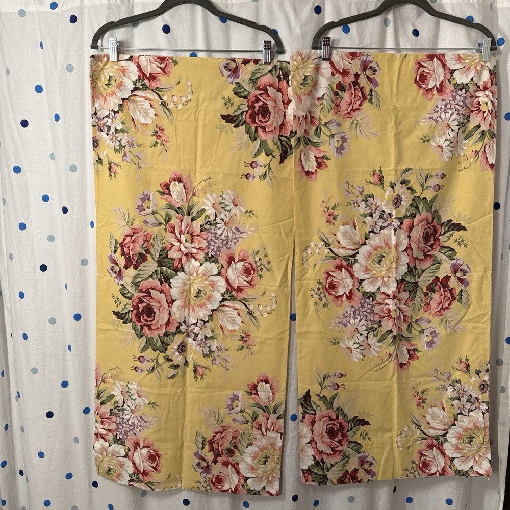2 Vintage Lauren Ralph Lauren Sophie Brooke Rose Floral King Pillowcase s Yellow